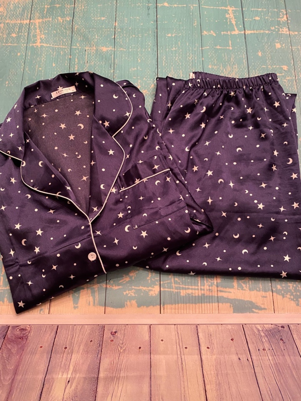 Ladies Star & Moon Navy Pajama Set